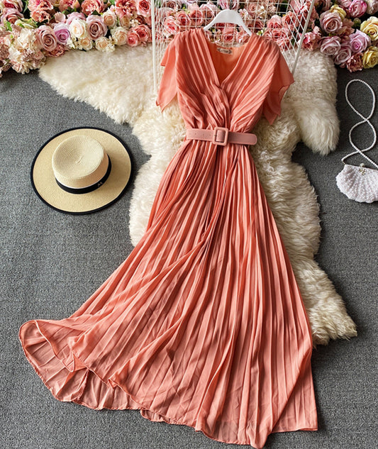 A line v neck short dress fashion dress  947