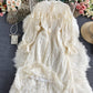 Champagne lace long sleeve dress  965