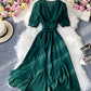 Simple v neck short sleeve dress fashion dress  939