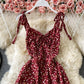 Cute A line floral dress short dress  875