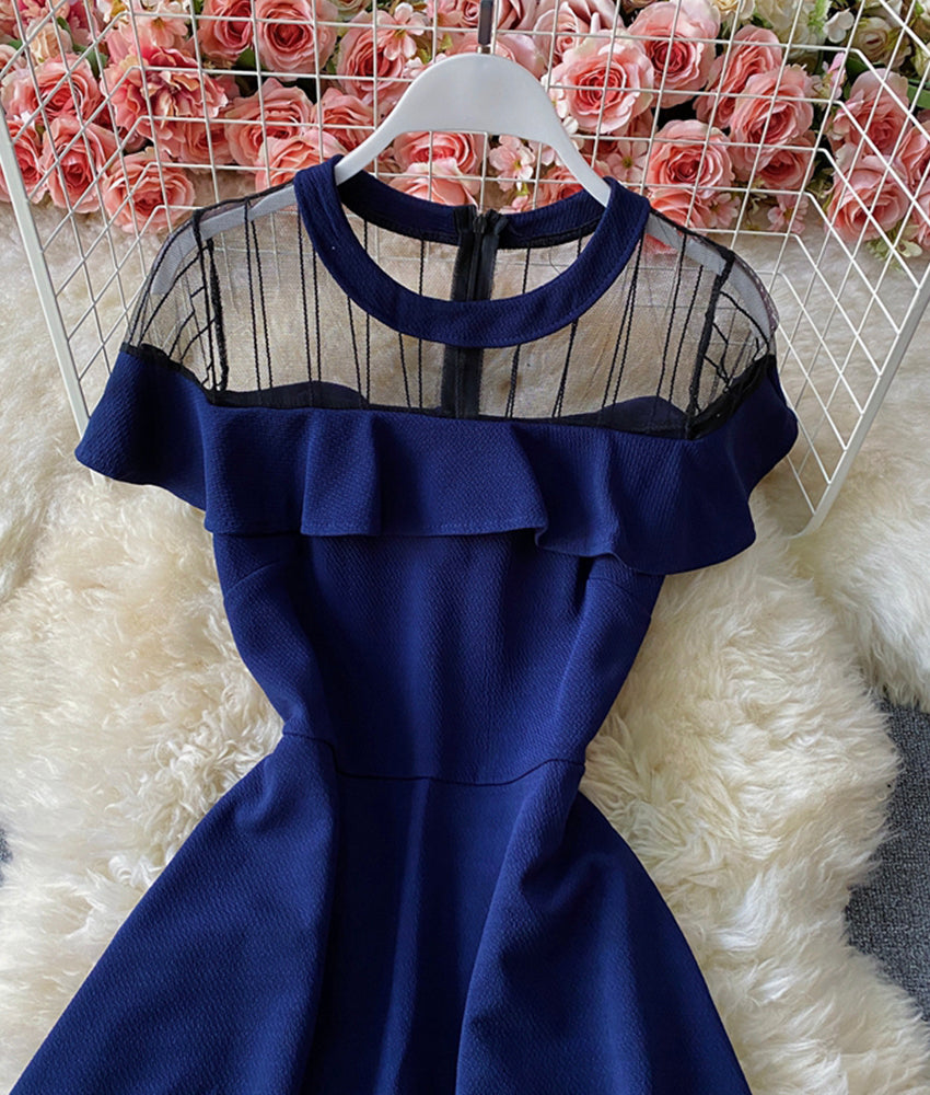 Cute A line see through dress short dress  887