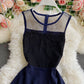 Cute lace short dress A line dress  880