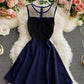Cute lace short dress A line dress  880