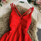 Simple A line v neck short dress  864