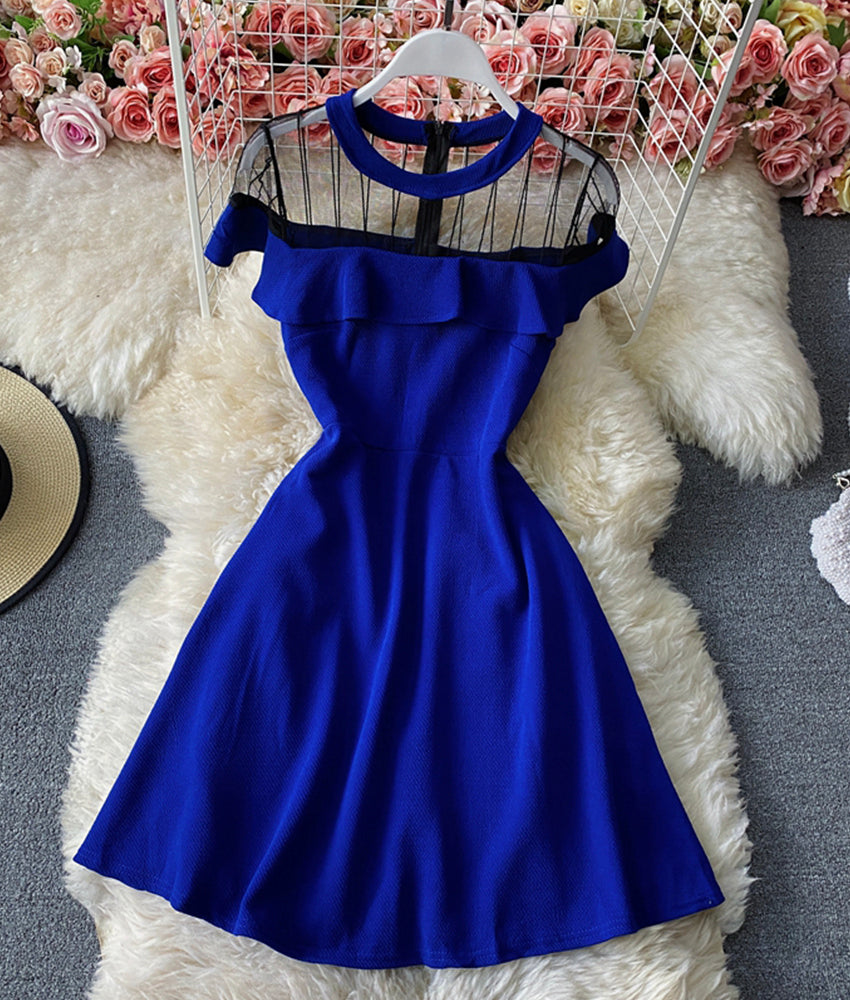 Cute A line see through dress short dress  887