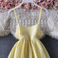 Yellow A line dress fashion dress  818