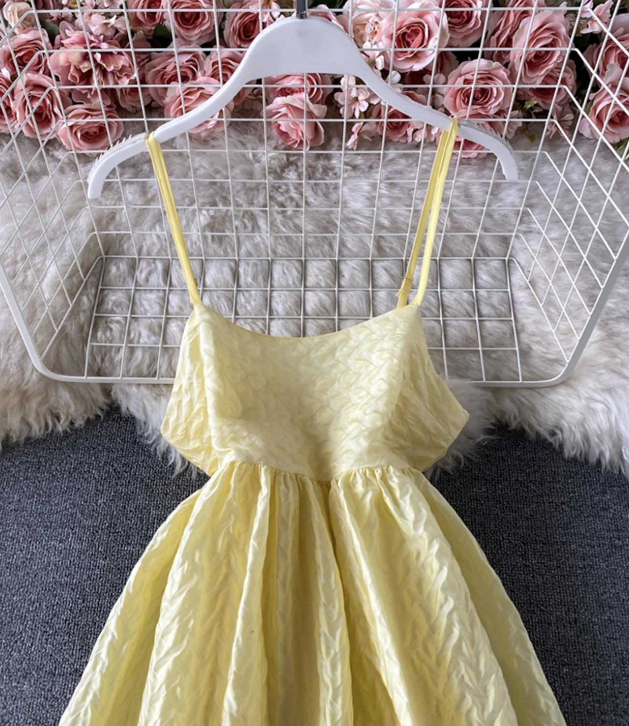 Yellow A line dress fashion dress  818