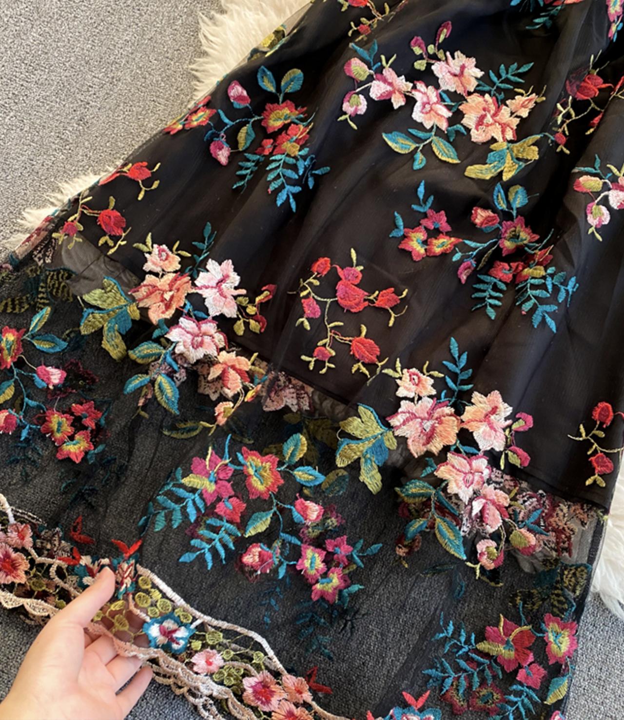 Cute A line dress with embroidery  829