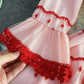 Pink A line lace short dress fashion dress  842