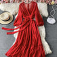 Red A line chiffon dress fashion girl dress  840