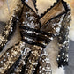 Black v neck lace dress A line party dress  827