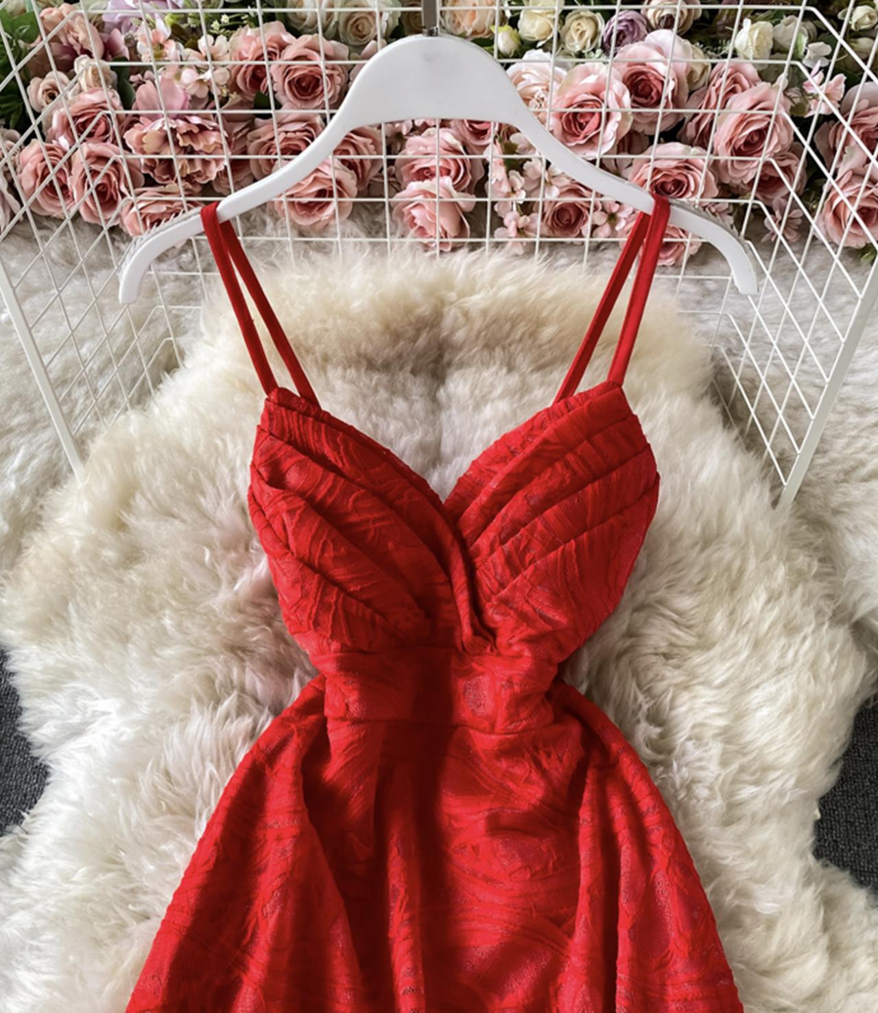 Cute lace backless dress fashion dress  762