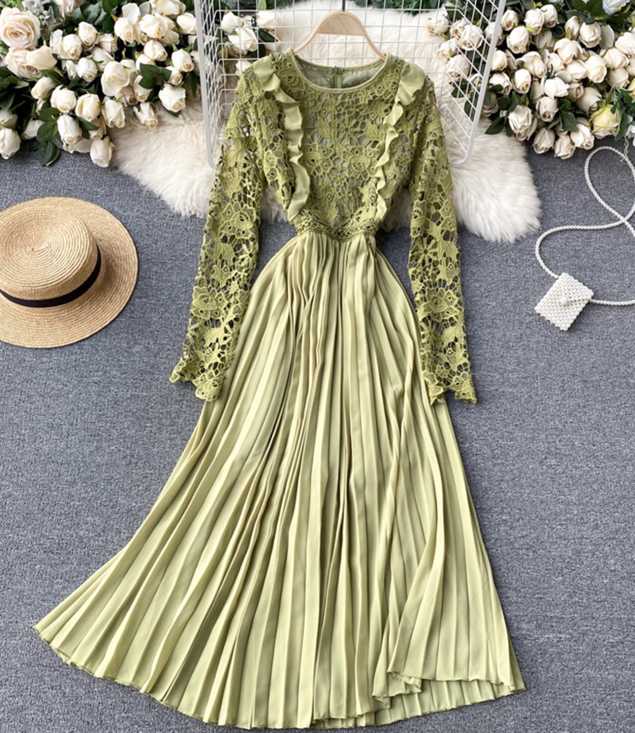 Stylish long sleeve lace dress  768