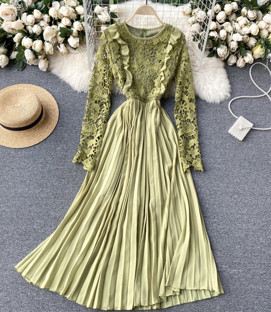 Stylish long sleeve lace dress  768