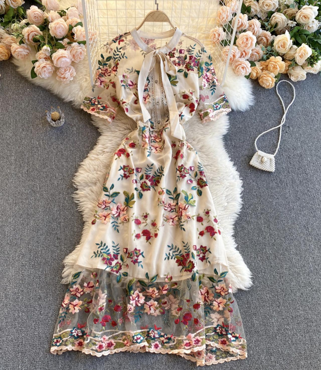 Cute A line dress with embroidery  829