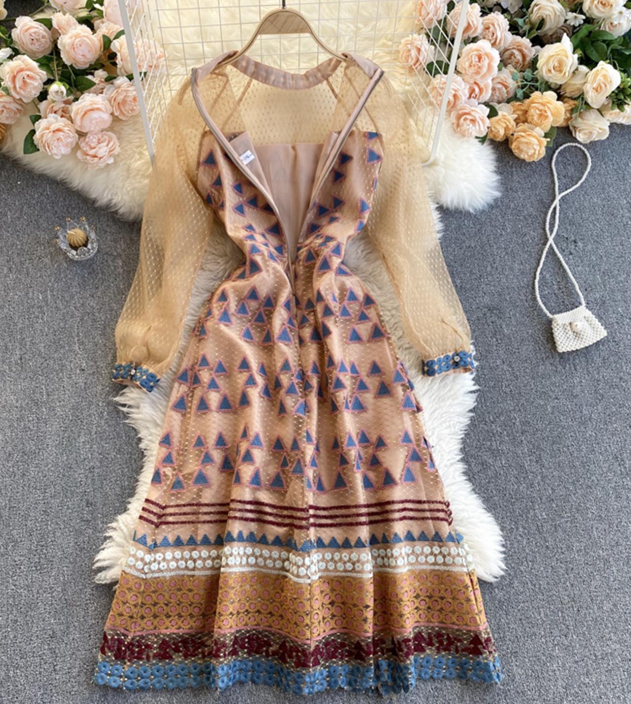 High quality A line long sleeve dress  798
