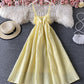 Yellow A line dress fashion dress  818