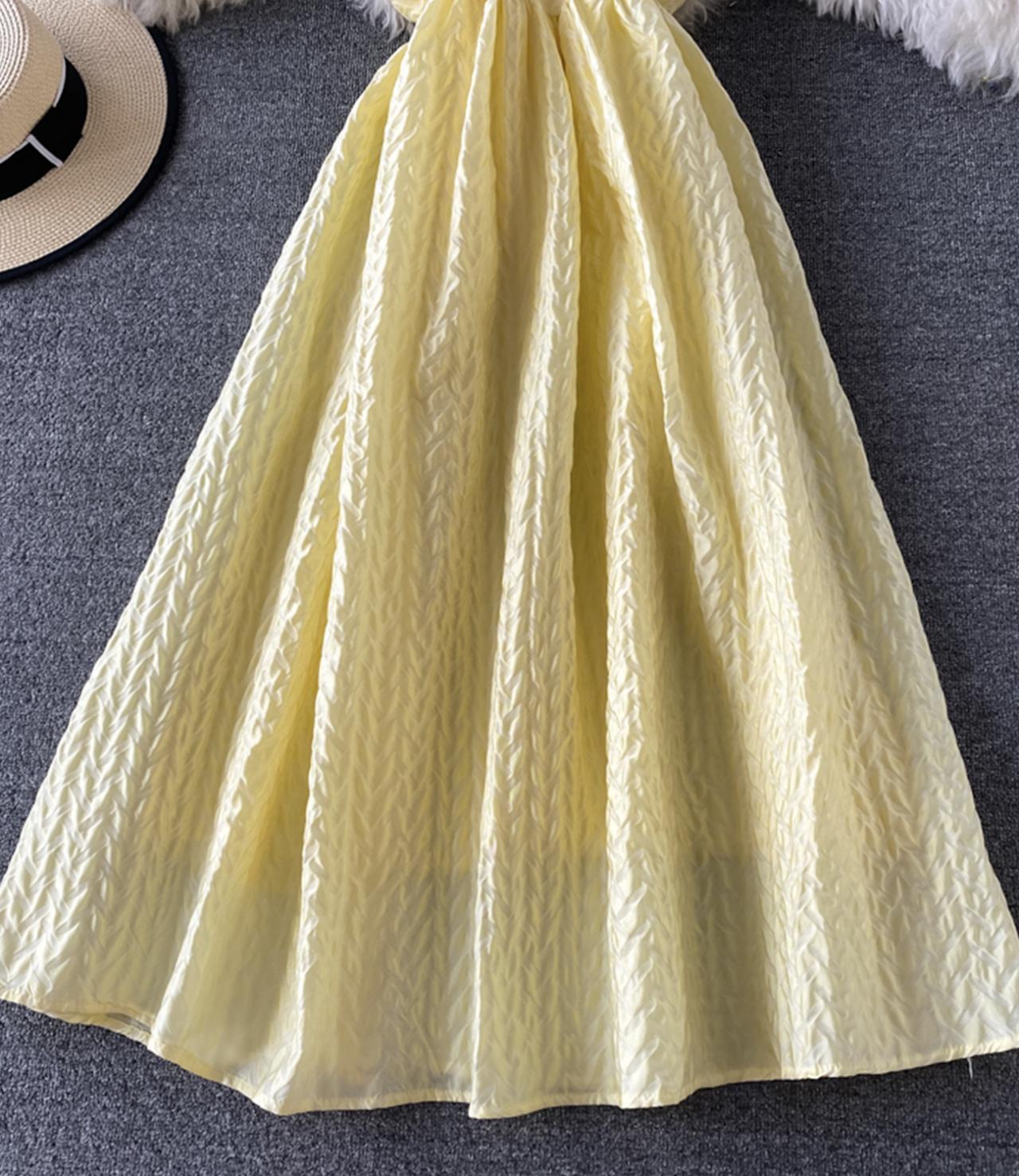 Yellow A line dress fashion dress  818