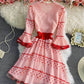 Pink A line lace short dress fashion dress  842