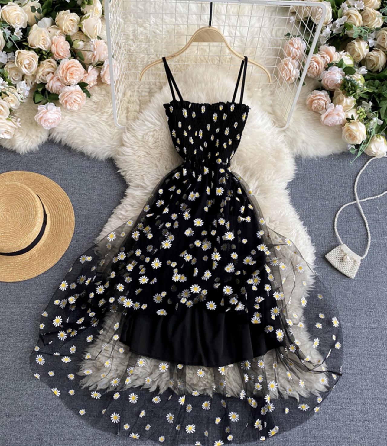Cute A line tulle floral dress  766