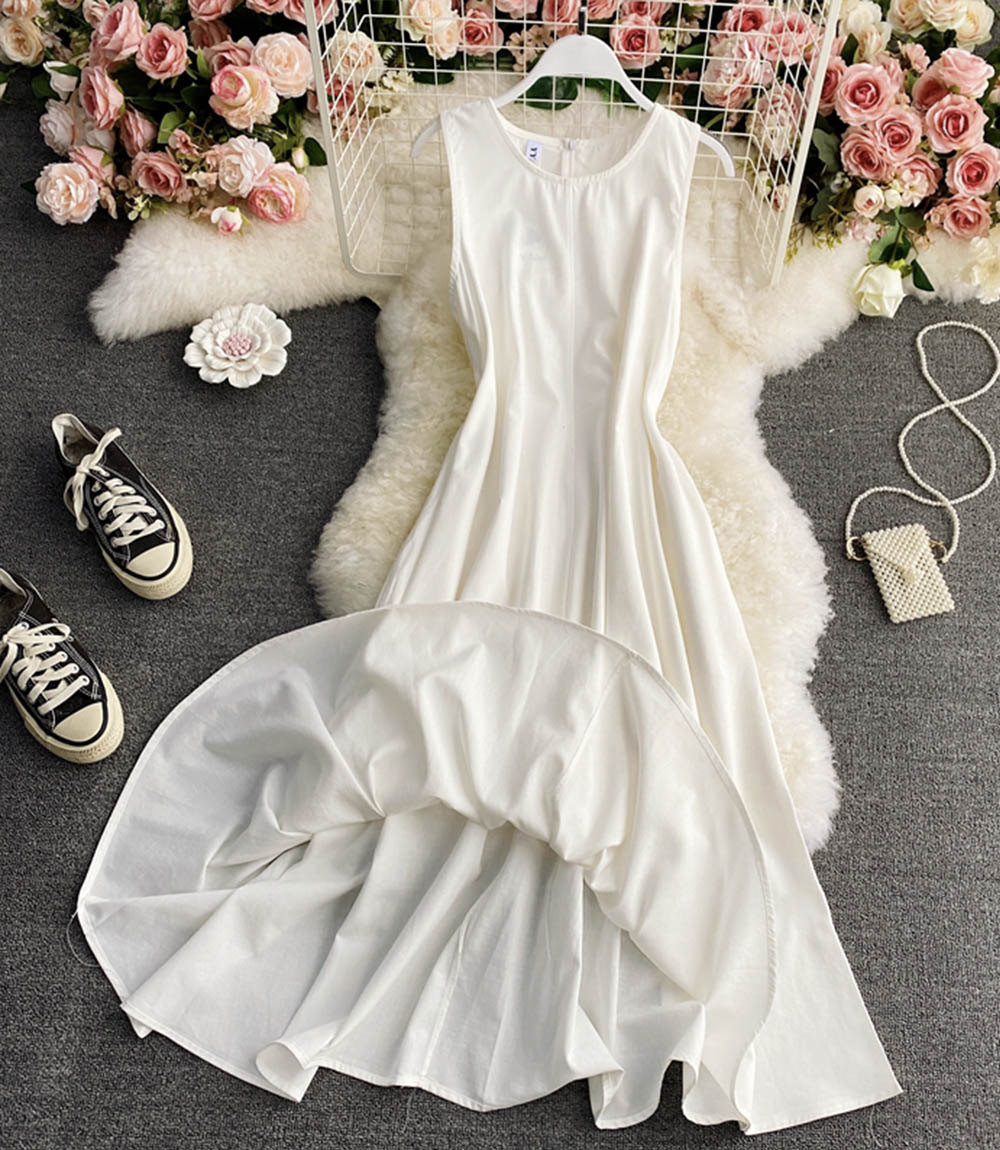 Simple A line round neck dress fashion dress  841