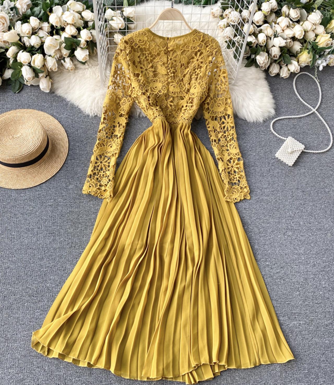 Stylish long sleeve lace dress  768