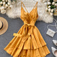 A line v neck short dress summer dress  1196