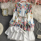 Stylish A line floral dress long sleeve dress  803