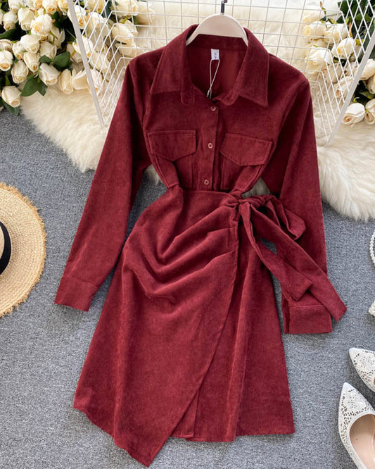 Uniquely designed irregular dress women's autumn dress  1012