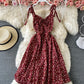 Cute A line floral dress short dress  875