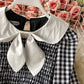 Cute A line short dress black and white plaid dress  877