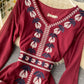 Stylish A line embroidery dress v neck chiffon dress  1016