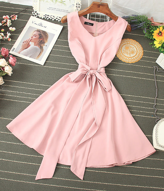 Simple v neck sleeveless dress summer dress  1200