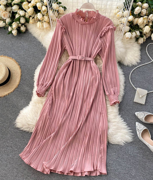 Simple A line long sleeve dress fashion dress  901