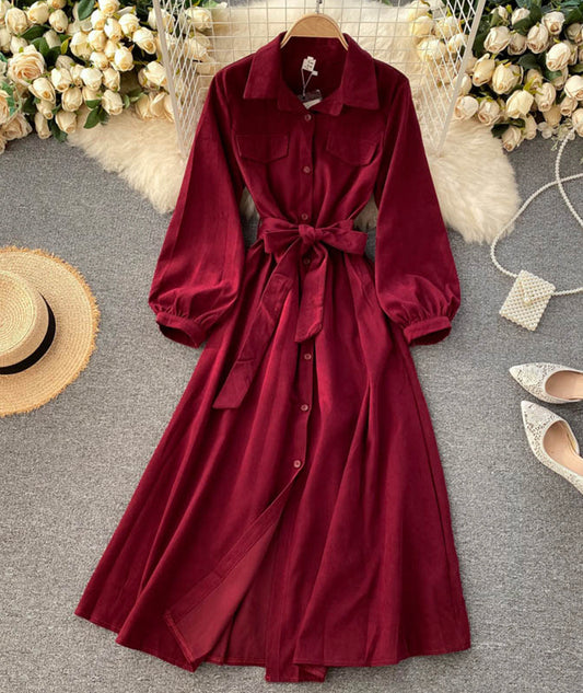 Stylish A line long sleeve dress  952