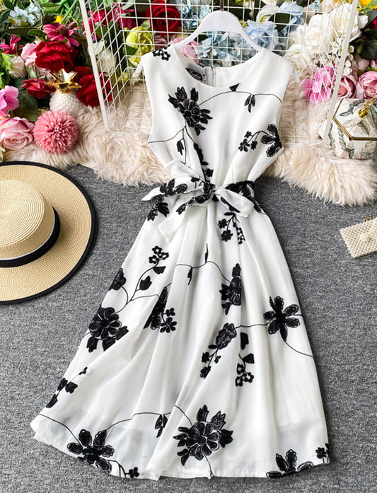 A line flowers short dress summer dress  1163