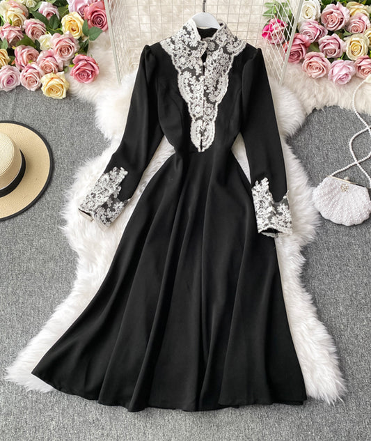 Black lace long sleeve dress  967