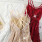 Stylish v neck tulle sequins dress fashion girl dress  1241