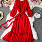 Red A line chiffon dress fashion girl dress  1000