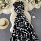 Stylish A line black geometric dress  792