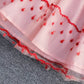 Pink A line lace short dress fashion dress  842