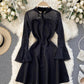 Robe noire à manches longues coupe A 1299