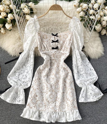 Cute lace long sleeve dress  769