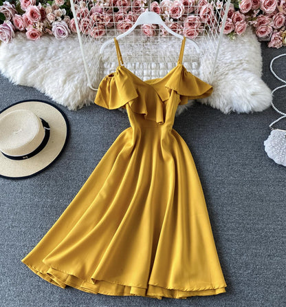 Cute off shoulder short dress A line fashion dress  744