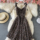 Cute A line floral dress short dress  875