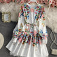 Stylish A line floral dress long sleeve dress  803