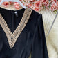 Elegant v neck lace long sleeve dress black dress  854