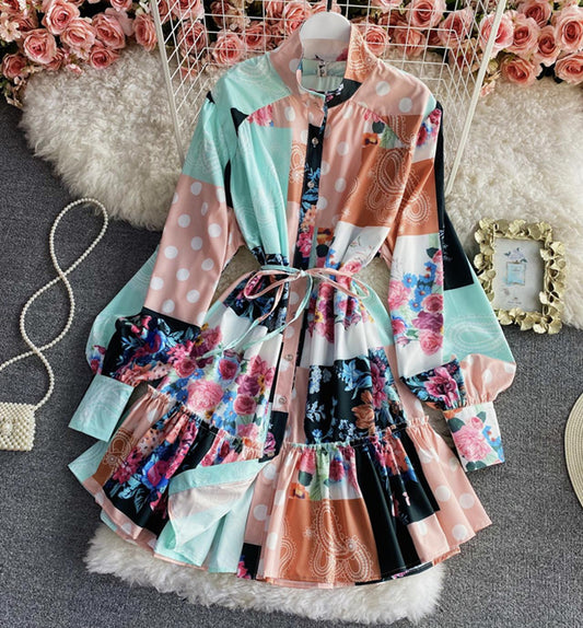 Stylish A line dress long sleeve dress  813