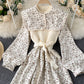 Uniquely designed floral stitching dress with removable neckline  904