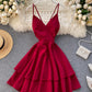 A line v neck short dress summer dress  1196